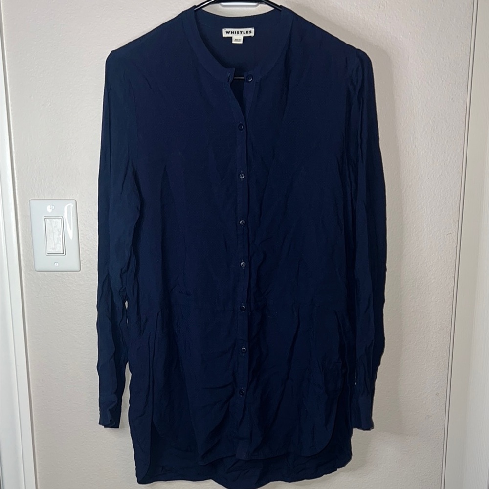 Whistles Midnight Blue Textured Blouse